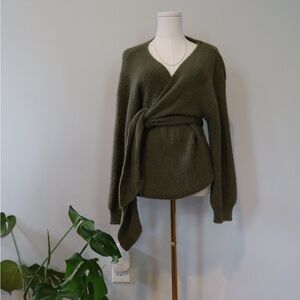 House of Harlow Olive Green Wrap Sweater